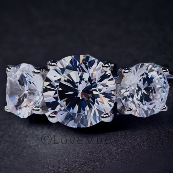 Certified 4ct. t.w. Diamond Three-stone Brilliant Cut Engagement Wedding Ring - Picture 5 of 15